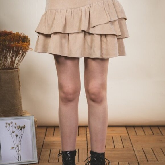 Corduroy mini skirt with ruffled hem - Picture 3 of 9